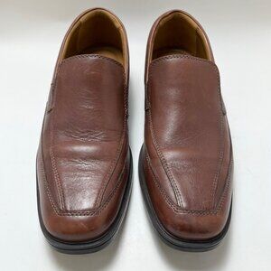 CLARKS Man's Tiden Free Slip-On Shoe Brown Leather Shoes Size 8